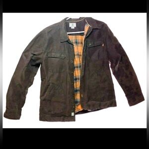 TIMBERLAND Sz L Brown Waxed Cotton Barn Utility Outdoor Chore Field Shacket
